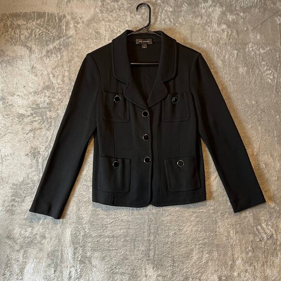 St. John Collection Black Wool‎ Blend Jacket Size 10 Women's - Picture 1 of 6